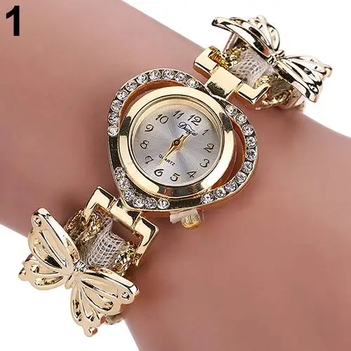 

Top Brand Luxury Women's Fashion Hollow Butterfly Heart Shape Case Braid Band Quartz Wrist Watch