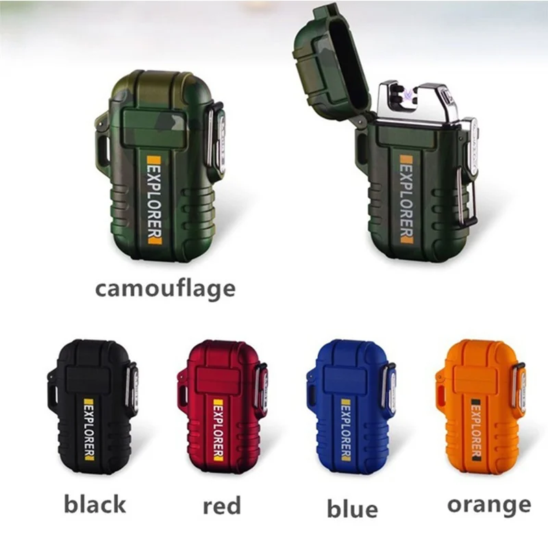 BBQ Lighter Electric Arc Igniter Outdoor Waterproof Usb Electric Lighter Windproof Dual Arc Plasma Lighters Smoking Accessories BBQ Candle lighter for Explorer