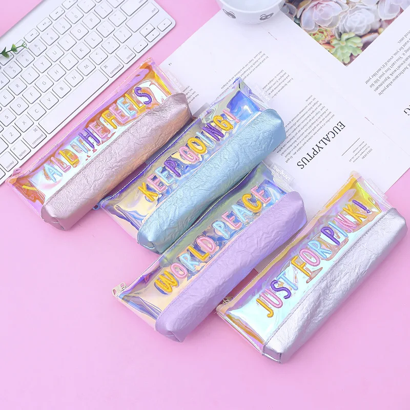 

1Pcs Kawaii Pencil Case Colored English Gift Estuches School Pencil Box Pencilcase Pencil Bag School Supplies Stationery make up