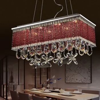 

Modern Rectangular Restaurant Chandelier LED Crystal Pendant Lamps Individuality Creative Living Room Bedroom Indoor Lighting