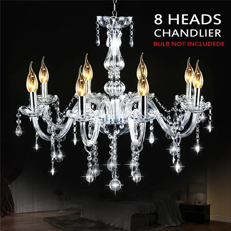

Mising AC110-240V 8 Heads E12 Clear Crystal Chandelier Light Modern Chandeliers Crystal Light Fixture Bedroom Hanging