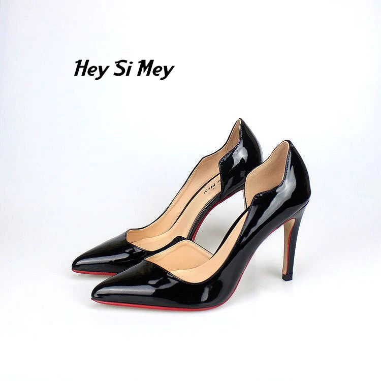 

Free shipping 10cm Hollow inside empty flower large size sexy high heels 8.5 - 18 black
