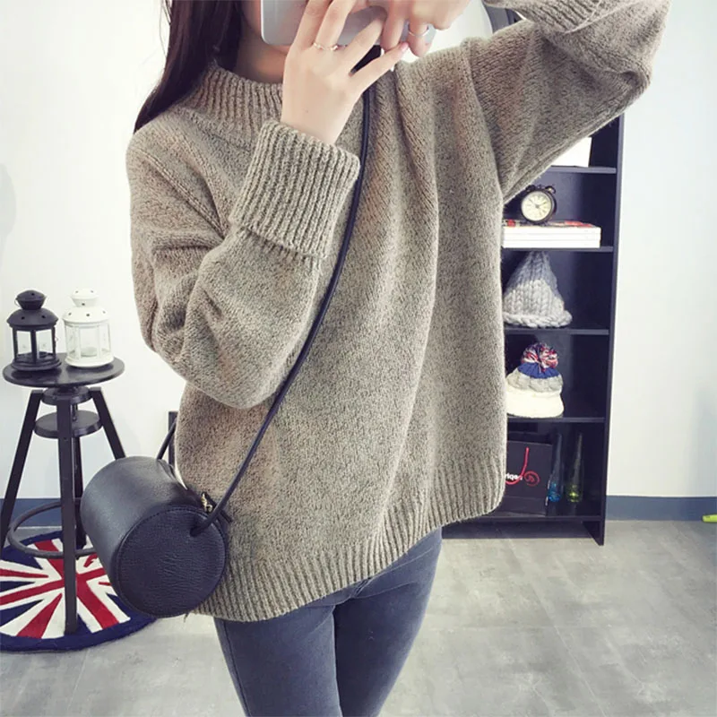 Winter New Fashion Cashmere Wool Women Warm Solid Sweaters Casual Full Sleeve Turtleneck Loose Pullovers Computer Knitted AA-244 | Женская