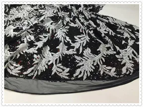 

2016 African sequins lace new Design white and black color Lace Fabric, Nigerian French Guipure Cord Lace five yards jy