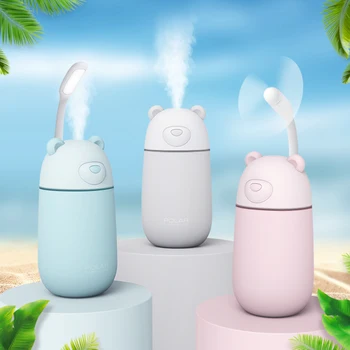 

EJOAI 300ml new 3 in 1 cute polar bear air humidifier usb ultrasonic spray humidifier diffuser mini car air purifier for home