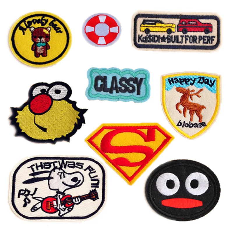 

50pcs/lot Cartoon Letters Embroidery Patches for Clothing Accessories Stranger Things Diy Cute Animal Music Applique Iron on