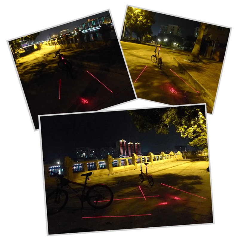 Cycling Logo Projection Bicycle Lamp 2 Laser+5 LED Tail Light Bike Projector