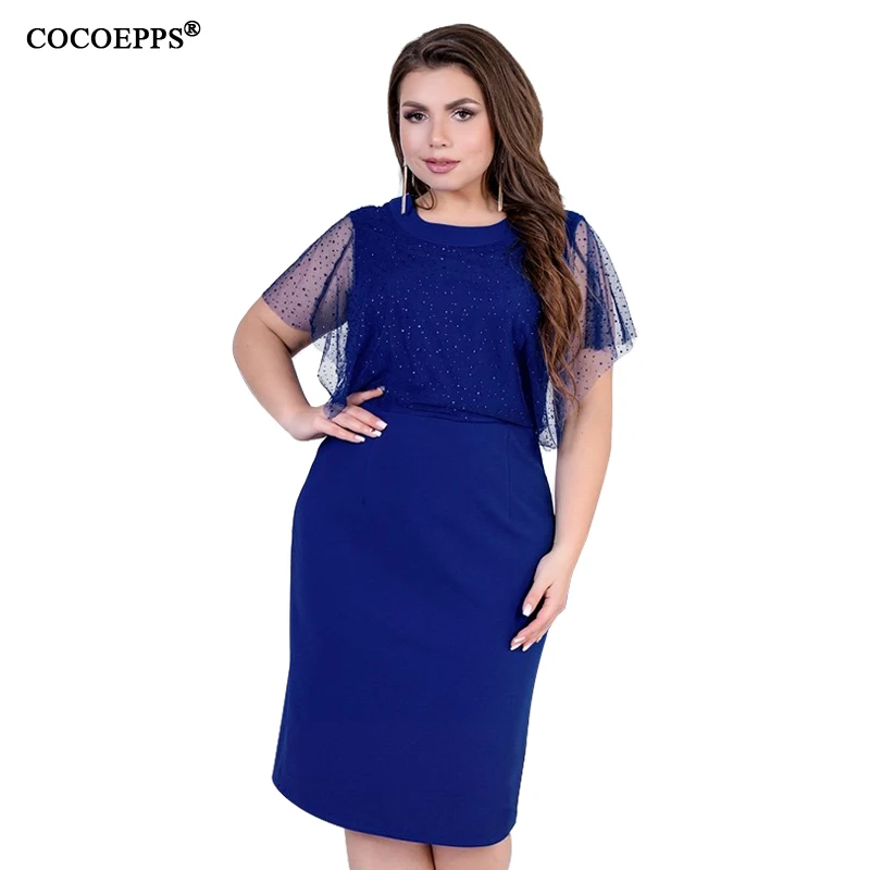 

5XL 6XL Summer Plus Size Women Dress 2019 New Lady Casual Mesh Dress Office Elegant Large Big Size Party Vestido Women Clothing