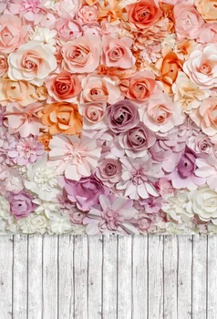 

Laeacco Gradient Paper Flowers Wall Wooden Floor Photography Backgrounds For Photo Studio Vinyl Custom Photographic Backdrops