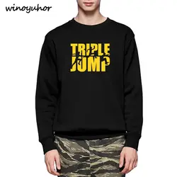 Тройной прыжок зима мужские толстовки новые творческие смешно с длинным рукавом Свободные флисовые свитеры с круглым вырезом хип-хоп