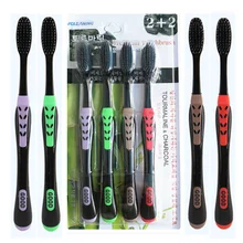 4 шт. бамбуковая зубная щетка из древесного угля, антибактериальный уход за полостью рта, зубная щетка с угри, ультра тонкая мягкая зубная щетка для взрослых