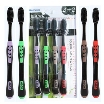 

4Pcs Bamboo Charcoal Toothbrush Oral Care Antibacterial Toothbrush with Black Heads Ultra Fine Soft Tooth brush for Adult