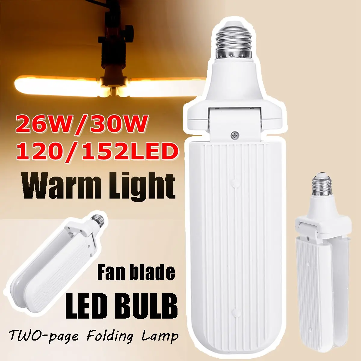 

Smuxi 26/30W E27 SMD2835 152led Super Bright Foldable Fan Blade Angle Adjustable Ceiling Lamp Home Energy Saving Lights