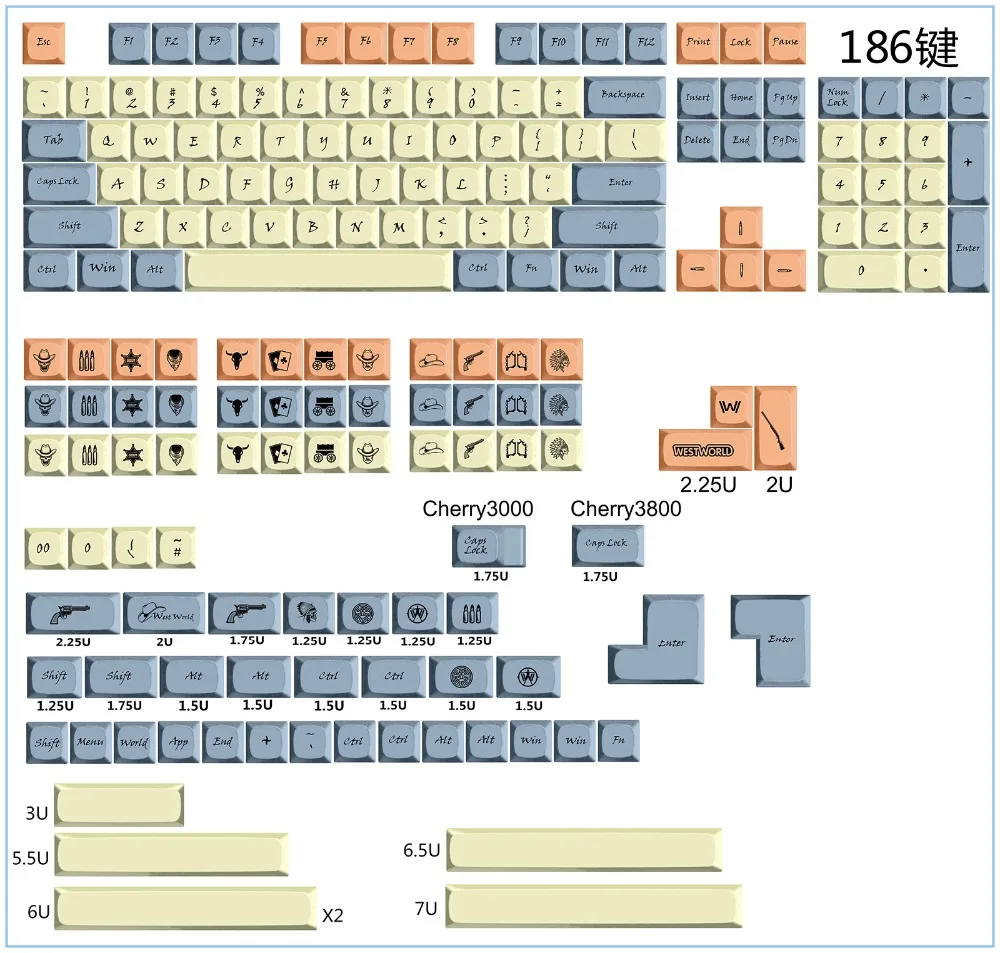 Стиль Вестерн XDAS профиль keycap 143/186 краситель сублимированный filco/DUCK/Ikbc MX Переключатель механическая клавиатура keycap, только keycaps