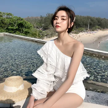 

Swimwear For Women Swimsuit Woman 2019 Swimming Suit 1 Piece Rashguard Female Ins New Inclined Solid Spandex Sierra Surfer