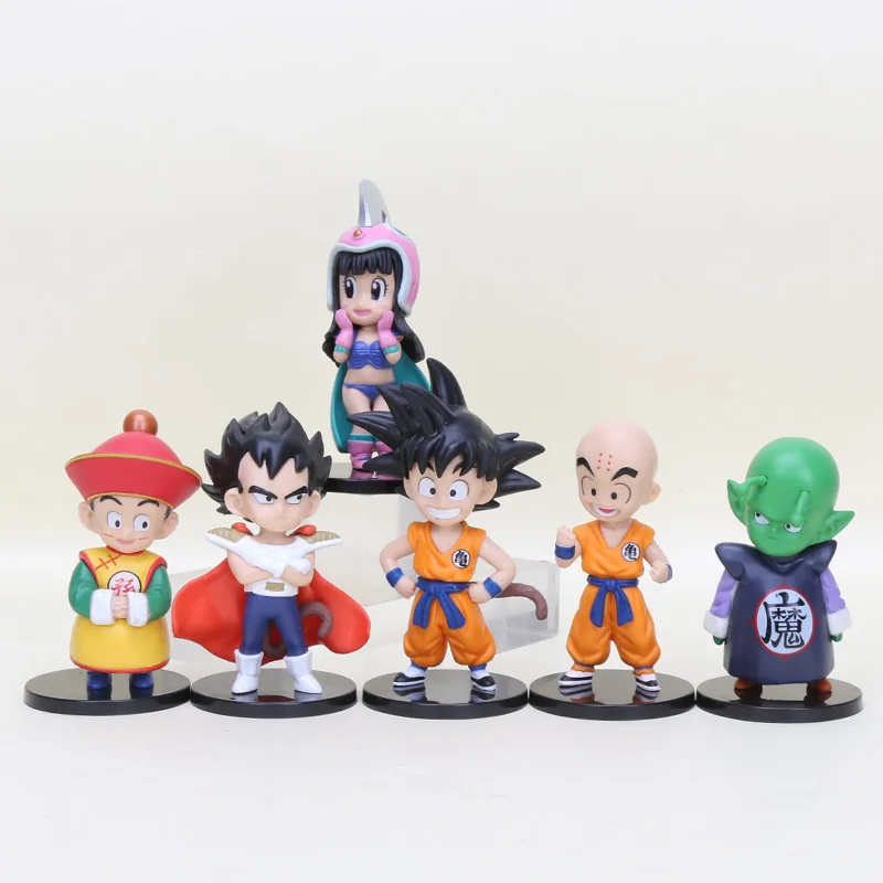 

10cm 6pcs/set Dragon ball Z DBZ Super Adverge Kid Son Goku Vegeta Gohan Piccolo Krillin PVC Action Figure Toys Dolls