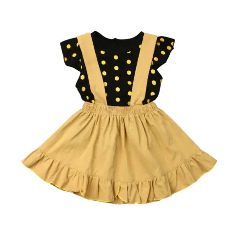 

2019 Summer Baby Girl Princess Clothes Floral Tutu Skirt +Dot Print Tops Shirt 2pcs Outfit Clothes