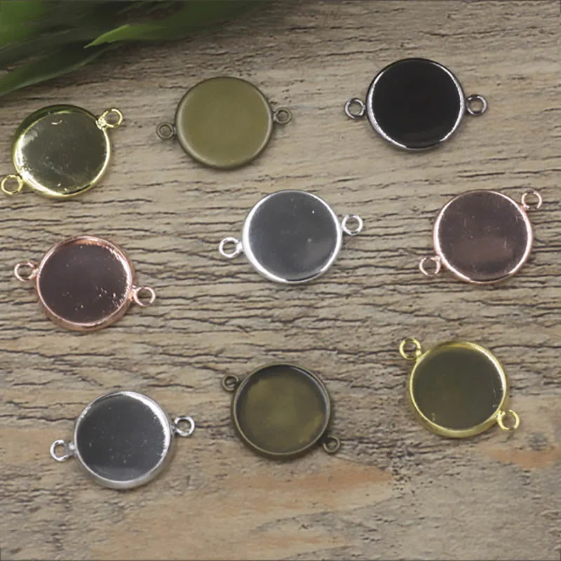 10 шт. двойное кольцо круглый пустой разъем кабошон «сделай сам» Base 10/12/14/16/18/20/25 мм пластина золото/серебро/подвеска ввиде бронзового Установка выводов