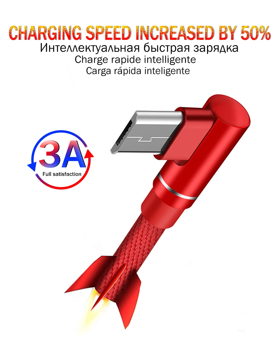 3а 90 градусов локоть Micro USB кабель быстрой зарядки USB кабель для передачи данных для samsung S6 S7 Edge Для Xiaomi мобильного телефона usb зарядный шнур