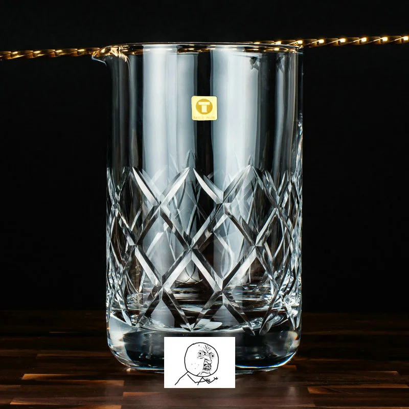 Japanese style crystal cocktail mixing glass on