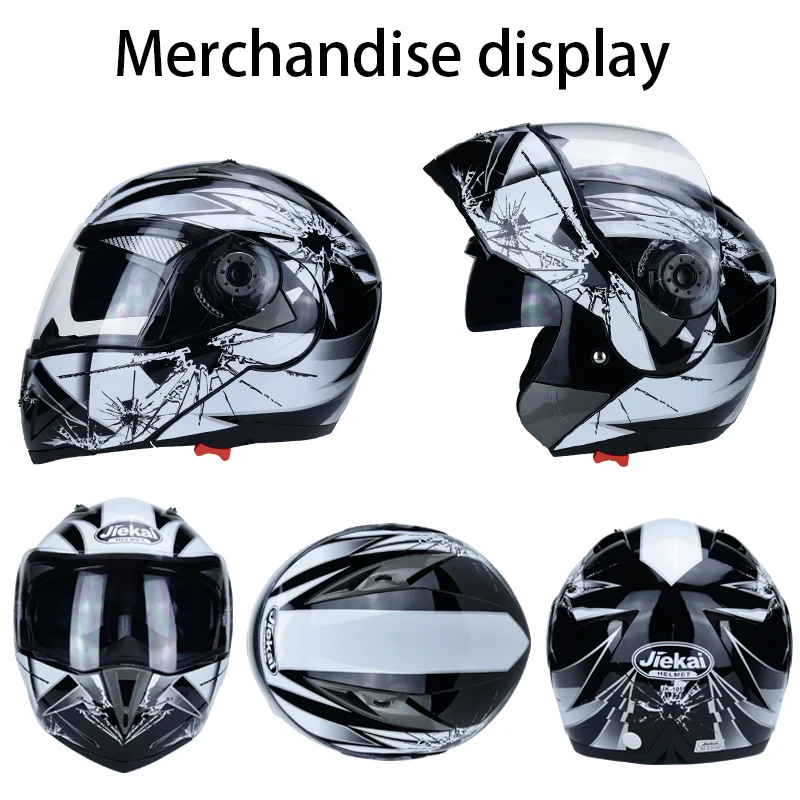 JIEKAI, Новое поступление, защитный флип, полный, для лица, мотоциклетный шлем с внутренним солнцезащитным козырьком, для всех, доступный, двойной объектив, мотоциклетный шлем