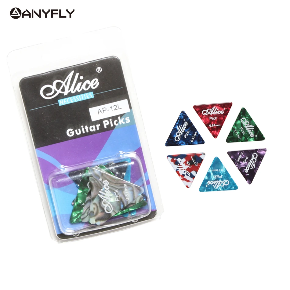 

Free Shipping Alice AP-12L 12Pcs/Case Acoustic Electric Celluloid Guitar Guitar Picks Plectrums Triangle Shape