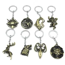 Game of Thrones Keychain House Stark Key Chain Song of Ice and Fire Key Rings Holder Souvenir for Gift Chaveiro Men Jewelry the legend of zelda keychain blue red heart crystal key ring holder fashion car chaveiro game key chain pendant gift jewelry