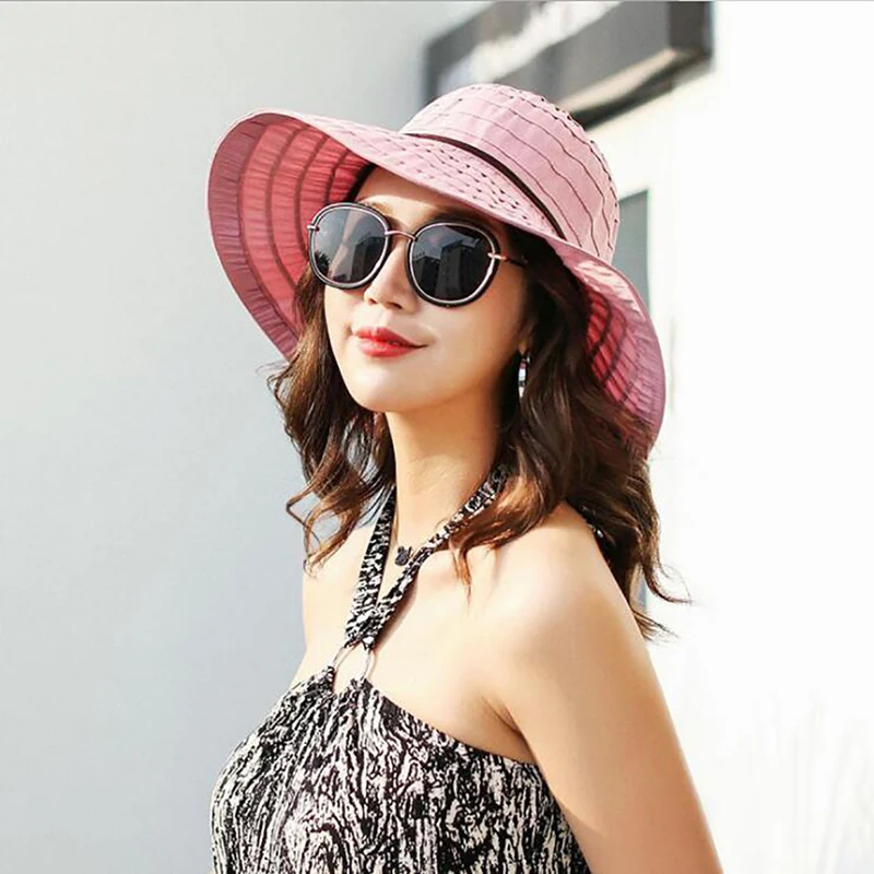 

Summer girls Bucket Hats women shading flat caps outdoor fishing fisherman sunscreen folding cap sunhats women