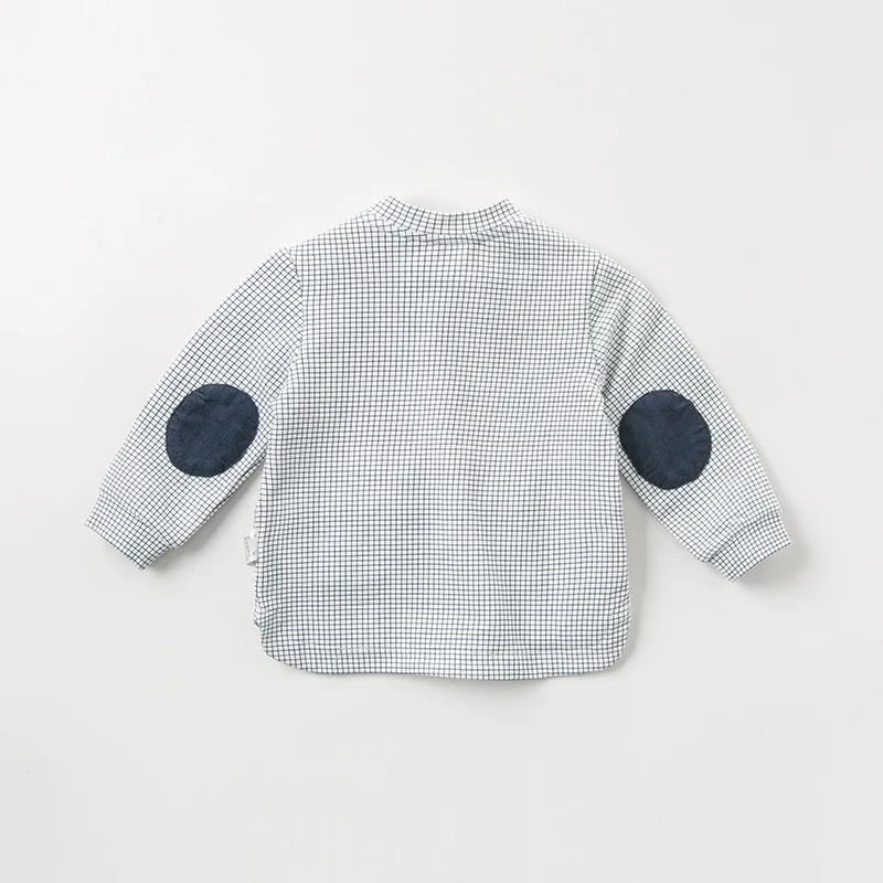 DB11652 dave bella/Осенняя клетчатая футболка для маленьких мальчиков хлопковый топ для малышей, Детские футболки, пуловер Одежда с длинными рукавами