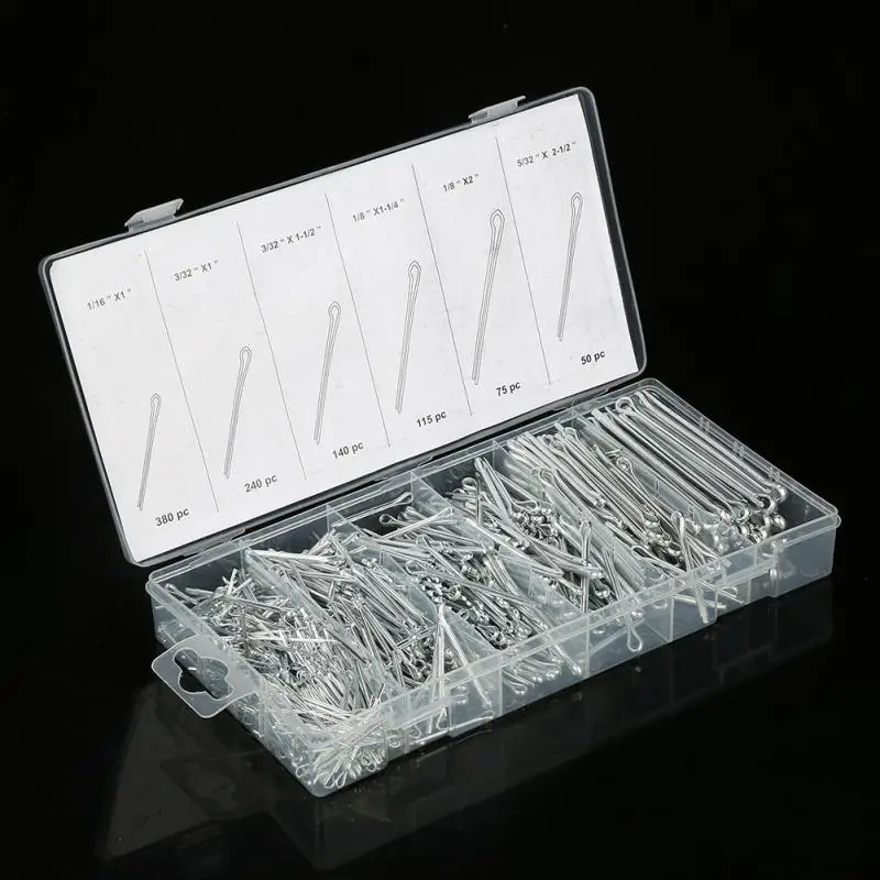 

1000Pcs/Lot Stainless Steel Split Cotter Pins Set With Plastic Box Cotter Pin Assortment Kit Fasteners splitpennen