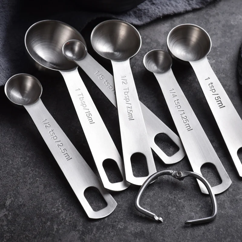 6Pcs Kitchen Measuring Spoon Set Stainless Steel Tablespoon Baking Cooking Scale Measuring Tools Spice Sugar Coffee Tea Scoop (3)