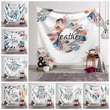

New Arrival Watercolor Tapestry Dream Catcher Feathers Wall Hanging Bohemian Decorative Tapestry Throw Beach Towel Wall Carpet