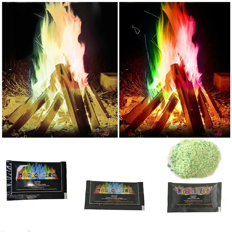 10g/15g/25g ماجيك النار الملونة النيران مسحوق نار كيس الالعاب النارية خدعة سحرية في الهواء الطلق التخييم التنزه بقاء أدوات