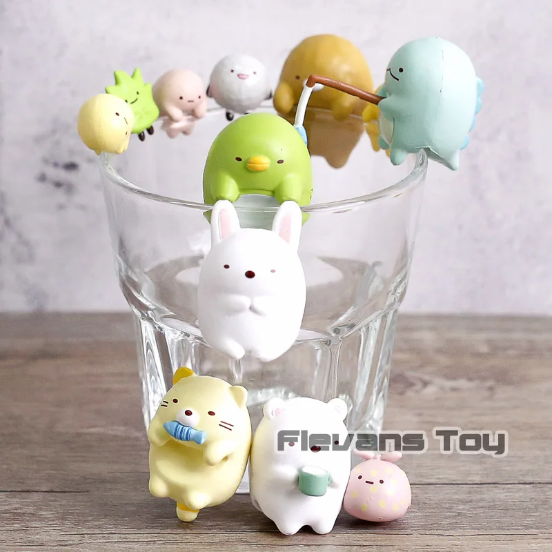 

PUTITTO San-X Sumikko Gurashi KITAN CLUB Cup edge Series White Bear Pork Cutlet Cat Mini PVC Figures Toys Dolls 6pcs/set
