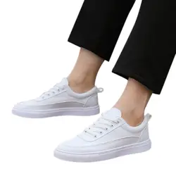 2019 мужские туфли без каблуков модные кружево на шнуровке кожаные лоферы для женщин Повседневное спортивная обувь Твердые обувь на плоском