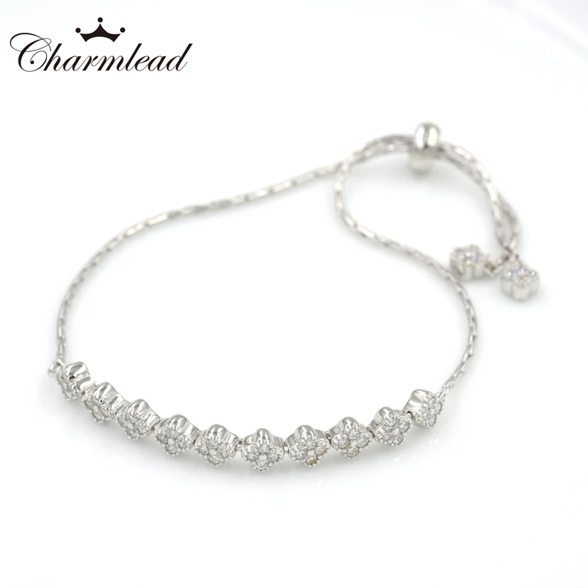 

2017 New Authentic 925 Sterling silver Sparkling Strand Bracelet with Clear CZ DIY Charm Bracelets Fashion Jewelry For Women