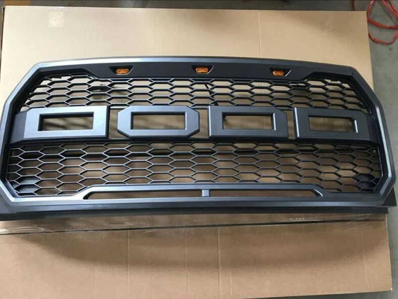 

MONTFORD Car Styling ABS Material Black Front Center Mesh Grills With Led Light Fit For Ford F150 2009 2010 2011 2012 2013 2014