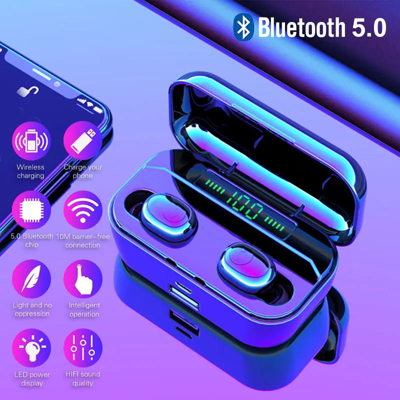 AMTERBEST G6S TWS, беспроводные наушники Bluetooth 5,0, стерео наушники, Hi-Fi гарнитура, светодиодный, с цифровым дисплеем, Беспроводная зарядка QI