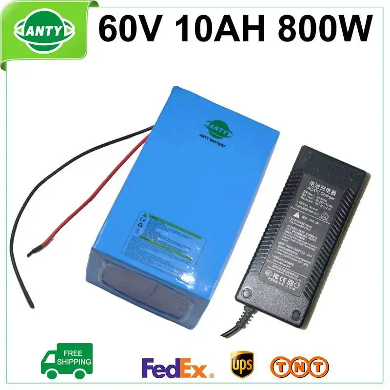 60V Battery Pack 10Ah 800w e bike Battery 60v Scooter Battery with 67.2v 2A Charger,15A BMS Lithium Battery 60v Free Shipping