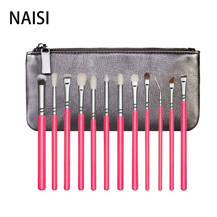

NAISI 12pcs Eyeshadow Makeup Brushes Set Eyebrow Blending Eyeliner Eye cosmetic tools Make Up Brushes Soft Synthetic Hair