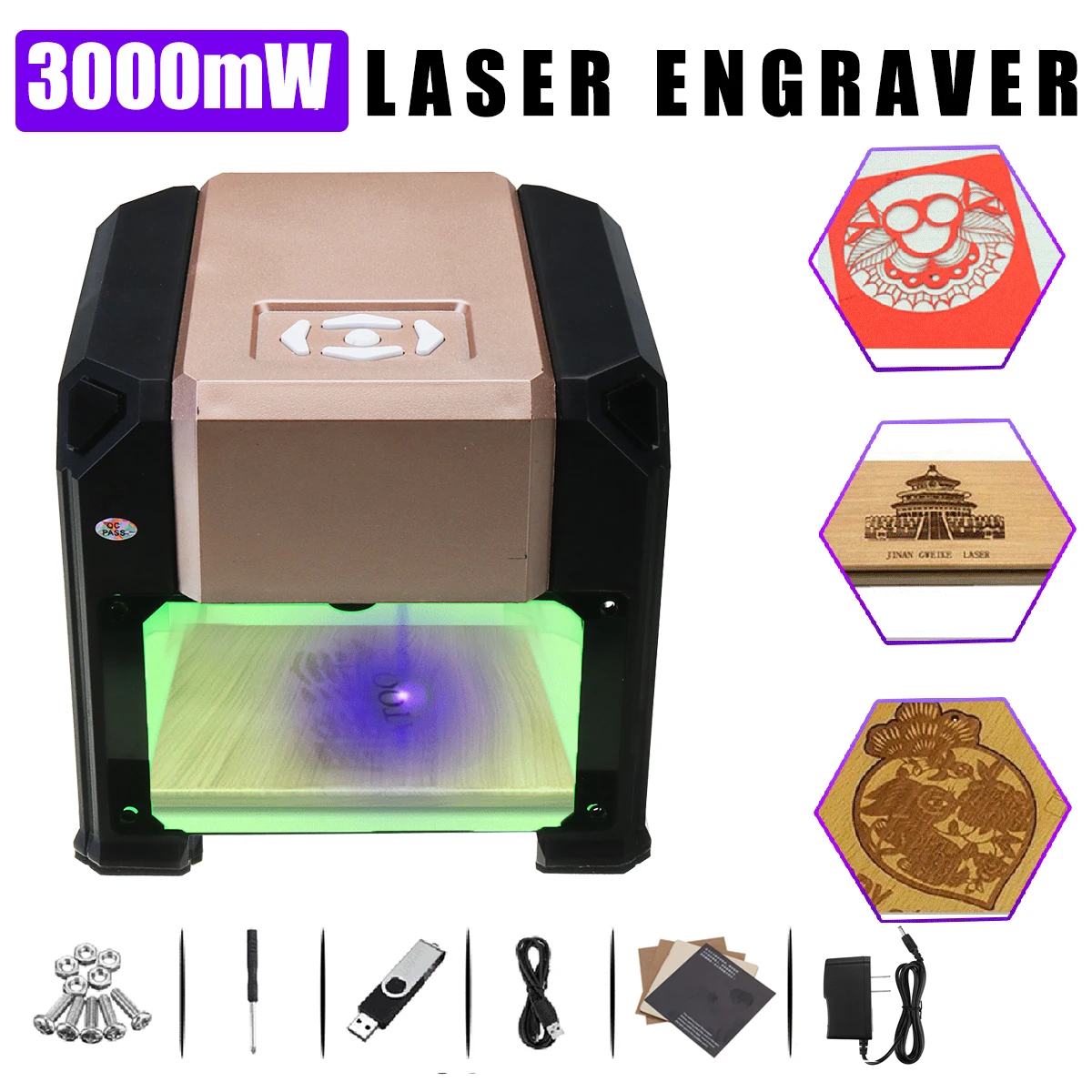 

3000mW USB Laser Engraver Printer Cutter Carver DIY Logo Mark Laser CNC Cut Engraving Carving Machine For Windows XP/7/8/10 OS