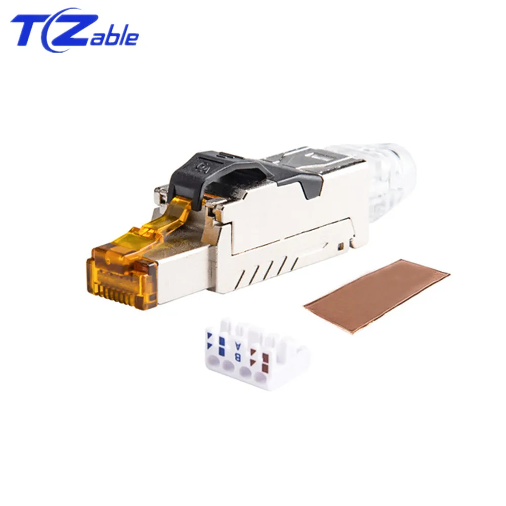 Соединитель RJ45 Cat6A обжимной тип экранированный сетевой адаптер 10 Гбит/с 500 МГц STP