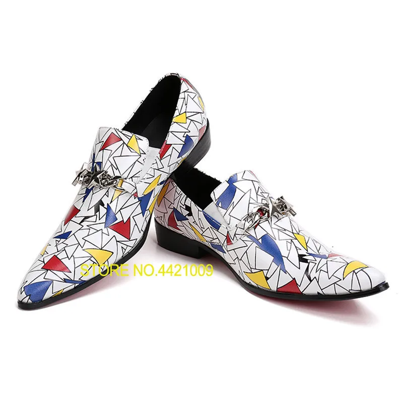 

Geometric Print Men Formal Dress Shoes Pointed Toe Prom Wedding Shoes Men Business Oxfords Chaussure Homme Creepers