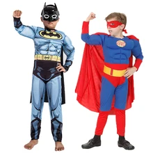 Супермен Бэтмен фильм Классический Мышцы Детский костюм на Хэллоуин для детей Лига Справедливости infantile красивый наряд супергероя