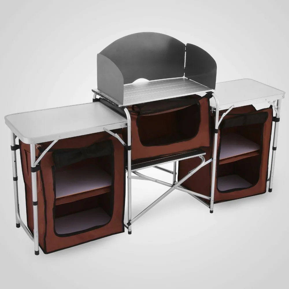  Camping Kitchen Picnic Cabinet Table Portable Folding Cooking Storage Rack Alu with free shipping - 4000203083920