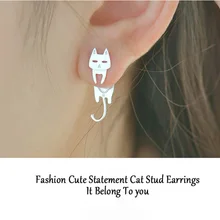MESTILO, 925 пробы, серебряные серьги, массивные, милые, животные, кошка, рыба, серьги-гвоздики для женщин, модные, ассиметричные серьги, Brincos