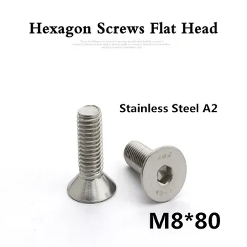 

50pcs/lot DIN7991 M8*80 A2 Stainless Steel Flat Socket Head Cap Screw