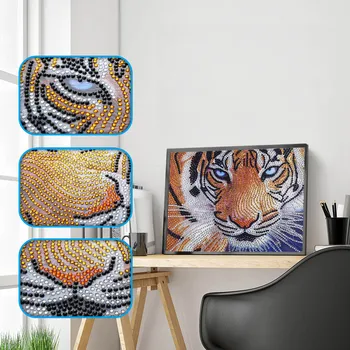 

5D DIY Special Shaped Diamond Painting Painted Cartoon Animals Tiger Crystal Embroidery Animal Cross Stitch Crafts Decoration