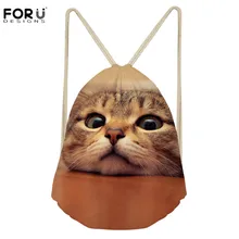 FORUDESIGNS/женские спортивные сумки для фитнеса, сумка на шнурке, Kawaii Cat, животный дизайн, тренировочный рюкзак для йоги, спортивный рюкзак для бега, спортивная сумка