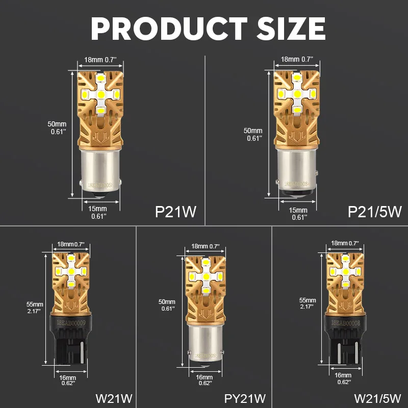 NAO 2x P21W LED автомобиль BA15SS 12V 24V 1156 1157 P21/5W BAY15D T20 7443 W21/5W авто DRL 7440 W21W PY21W BAU15S Янтарный